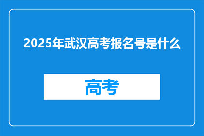 2025年武汉高考报名号是什么