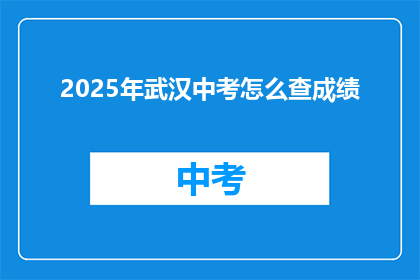 2025年武汉中考怎么查成绩