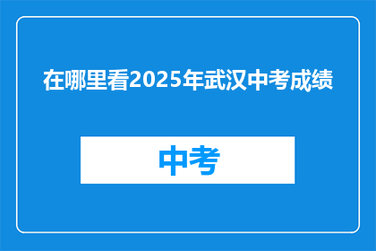 在哪里看2025年武汉中考成绩