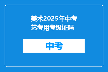 美术2025年中考艺考用考级证吗