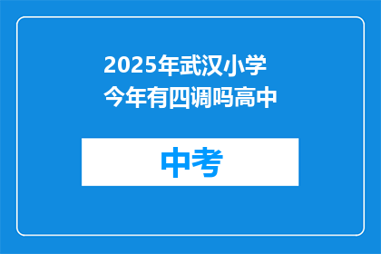 2025年武汉小学今年有四调吗高中