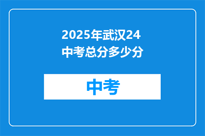 2025年武汉24中考总分多少分