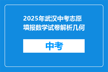 2025年武汉中考志愿填报数学试卷解析几何