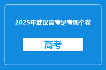 2025年武汉高考是考哪个卷
