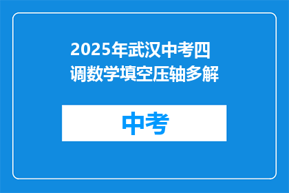2025年武汉中考四调数学填空压轴多解