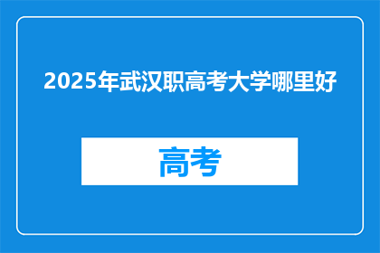 2025年武汉职高考大学哪里好