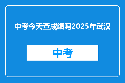 中考今天查成绩吗2025年武汉