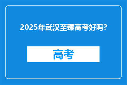 2025年武汉至臻高考好吗?