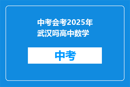 中考会考2025年武汉吗高中数学