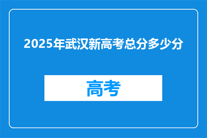 2025年武汉新高考总分多少分