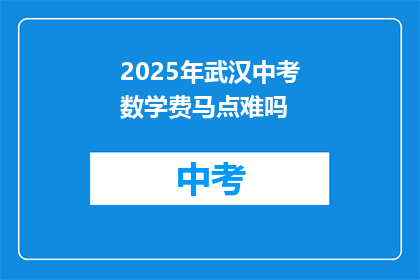 2025年武汉中考数学费马点难吗