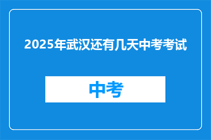 2025年武汉还有几天中考考试