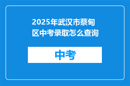 2025年武汉市蔡甸区中考录取怎么查询