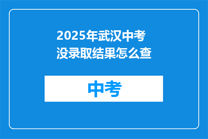 2025年武汉中考没录取结果怎么查