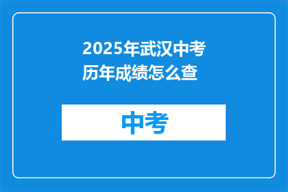 2025年武汉中考历年成绩怎么查