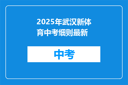 2025年武汉新体育中考细则最新