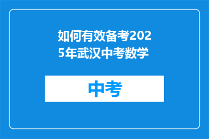 如何有效备考2025年武汉中考数学