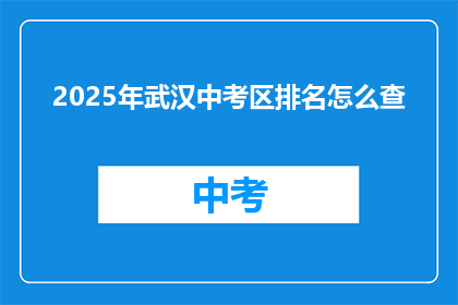 2025年武汉中考区排名怎么查