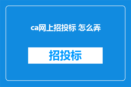 ca网上招投标 怎么弄