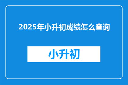 2025年小升初成绩怎么查询