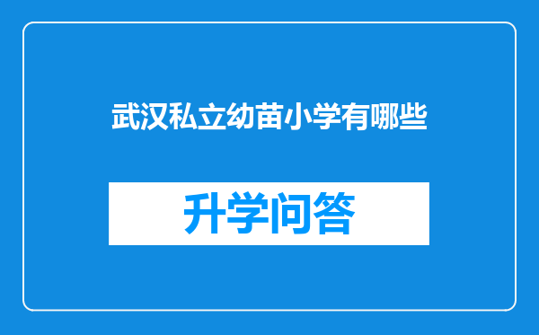 武汉私立幼苗小学有哪些