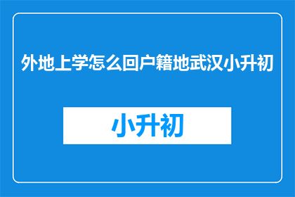 外地上学怎么回户籍地武汉小升初