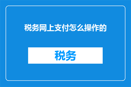 税务网上支付怎么操作的