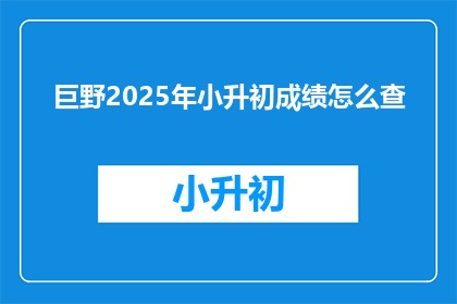 巨野2025年小升初成绩怎么查