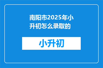 南阳市2025年小升初怎么录取的