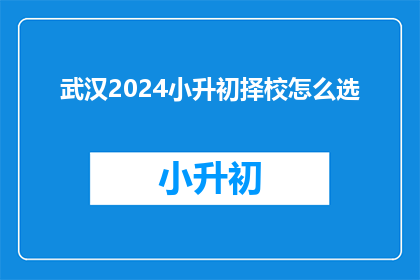 武汉2024小升初择校怎么选