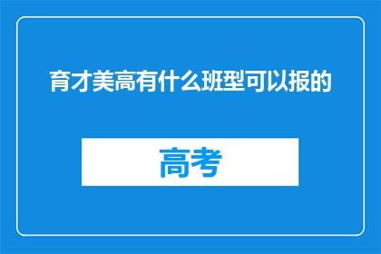 育才美高有什么班型可以报的