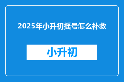 2025年小升初摇号怎么补救