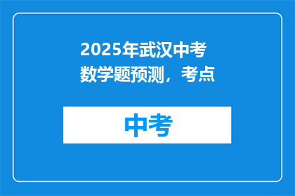 2025年武汉中考数学题预测，考点