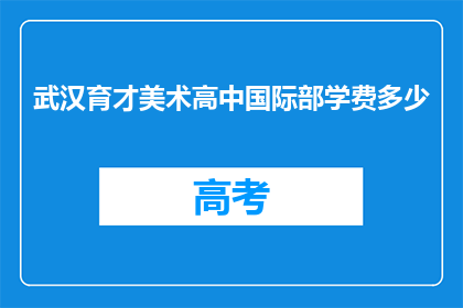 武汉育才美术高中国际部学费多少