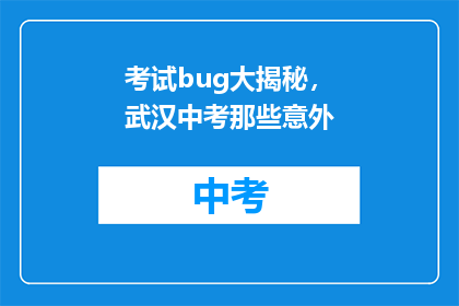 考试bug大揭秘，武汉中考那些意外