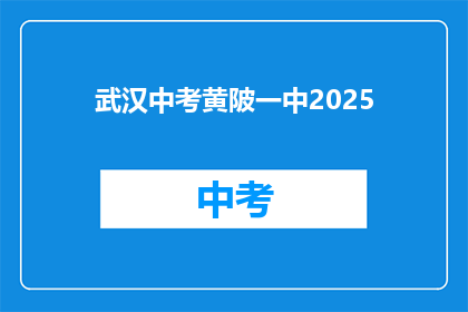 武汉中考黄陂一中2025