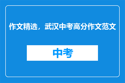 作文精选，武汉中考高分作文范文