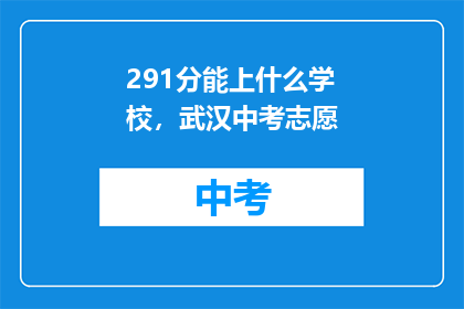 291分能上什么学校，武汉中考志愿