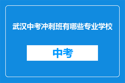 武汉中考冲刺班有哪些专业学校