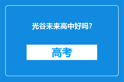 光谷未来高中好吗？