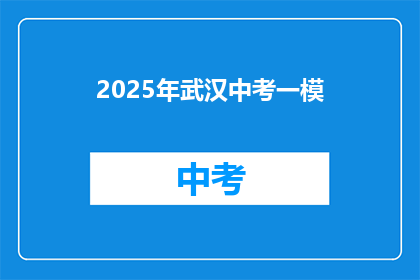 2025年武汉中考一模