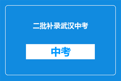 二批补录武汉中考