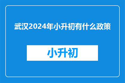 武汉2024年小升初有什么政策