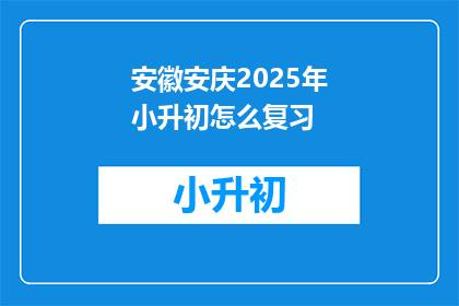 安徽安庆2025年小升初怎么复习