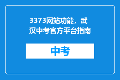 3373网站功能，武汉中考官方平台指南