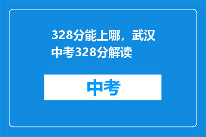 328分能上哪，武汉中考328分解读