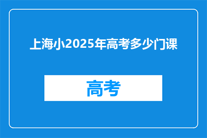 上海小2025年高考多少门课