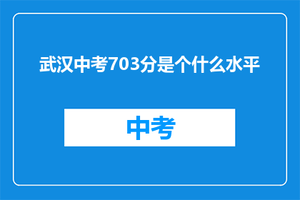 武汉中考703分是个什么水平
