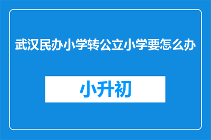 武汉民办小学转公立小学要怎么办