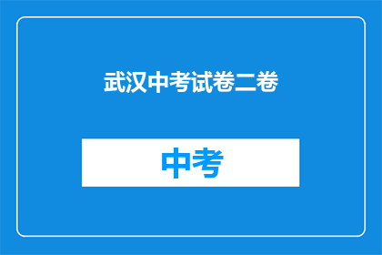 武汉中考试卷二卷